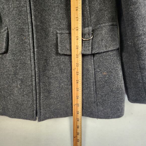 Fleet Street Wool Coat Women's SZ M Black Full Zip Hooded Pockets EUC - Picture 13 of 16